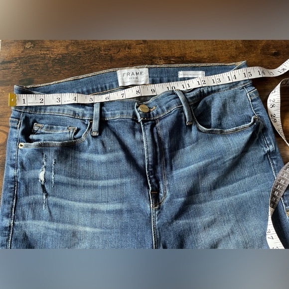 Frame medium Wash Blue Denim Le Skinny De Jeanne crop Jeans Women's Size 32 - Picture 6 of 11